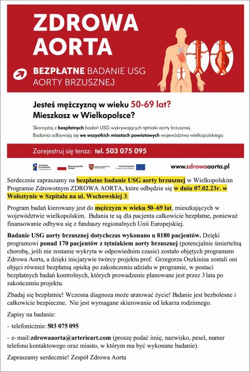 Bezpatne badanie USG aorty brzusznej - 7.02.2023